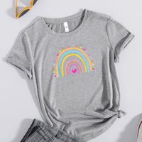 Women's T-shirt Short Sleeve T-shirts Patchwork Simple Style Abstract Heart Shape sku image 1