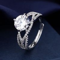 Mode Runden Kupfer Inlay Künstlicher Diamant Ringe 1 Stück sku image 29