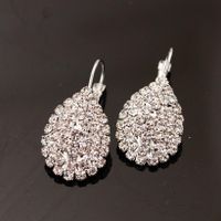 1 Pair Fashion Water Droplets Rhinestone Plating Inlay Rhinestones Silver Plated Women's Drop Earrings main image 1