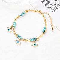 Y2k Hawaiian Beach Devil's Eye Stainless Steel Layered Shell 18k Gold Plated Women's Anklet sku image 1