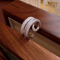 Fashion Paper Clip Copper Inlay Zircon Open Ring 1 Piece sku image 76