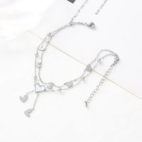 Fashion Heart Shape Stainless Steel Layered Inlay Shell 18k Gold Plated Platinum Plated Women's Anklet main image 5