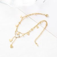 Fashion Heart Shape Stainless Steel Layered Inlay Shell 18k Gold Plated Platinum Plated Women's Anklet main image 3