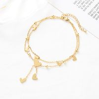 Fashion Heart Shape Stainless Steel Layered Inlay Shell 18k Gold Plated Platinum Plated Women's Anklet main image 6