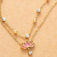 Y2k Hawaiian Beach Lotus Stainless Steel Layered Artificial Gemstones 18k Gold Plated Platinum Plated Women's Anklet main image 6