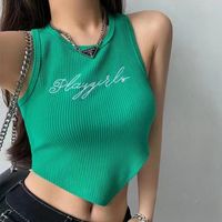 Mujeres Chaleco Camisetas Sin Mangas Asimétrico Moda Letra Raya main image 1