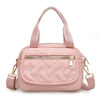 Women's Medium All Seasons Nylon Stripe Heart Shape Solid Color Fashion Square Zipper Handbag sku image 3