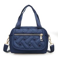 Women's Medium All Seasons Nylon Stripe Heart Shape Solid Color Fashion Square Zipper Handbag sku image 1