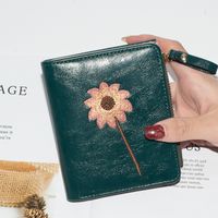 Women's Flower Pu Leather Paint Finish Zipper Hasp Wallets sku image 4