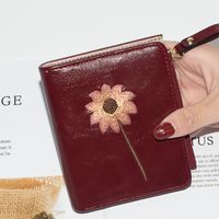 Women's Flower Pu Leather Paint Finish Zipper Hasp Wallets sku image 3