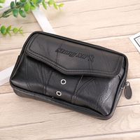 Men's Classic Style Solid Color Leather Waterproof Waist Bags main image 5