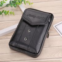 Men's Classic Style Solid Color Leather Waterproof Waist Bags main image 3