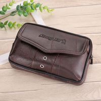 Men's Classic Style Solid Color Leather Waterproof Waist Bags main image 1