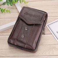 Men's Classic Style Solid Color Leather Waterproof Waist Bags sku image 4