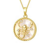 201 Stainless Steel 304 Stainless Steel Glass Gold Plated Casual Retro Plating Inlay Constellation Shell Zircon Pendant Necklace sku image 9