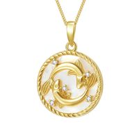201 Stainless Steel 304 Stainless Steel Glass Gold Plated Casual Retro Plating Inlay Constellation Shell Zircon Pendant Necklace sku image 5
