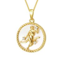 201 Stainless Steel 304 Stainless Steel Glass Gold Plated Casual Retro Plating Inlay Constellation Shell Zircon Pendant Necklace sku image 7