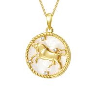 201 Stainless Steel 304 Stainless Steel Glass Gold Plated Casual Retro Plating Inlay Constellation Shell Zircon Pendant Necklace main image 7