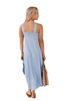 Casual Solid Color Halter Neck Sleeveless Patchwork Polyester Maxi Long Dress Irregular Skirt main image 5