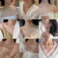 Sweet Geometric Mixed Materials Irregular Plating Artificial Pearls Necklace 1 Piece main image 5