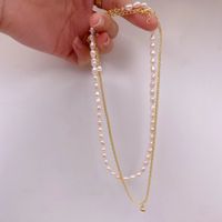Sweet Geometric Mixed Materials Irregular Plating Artificial Pearls Necklace 1 Piece sku image 11