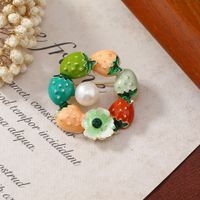 Cute Strawberry Alloy Enamel Inlay Pearl Women's Brooches main image 4