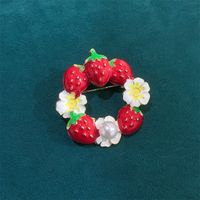 Cute Strawberry Alloy Enamel Inlay Pearl Women's Brooches sku image 2