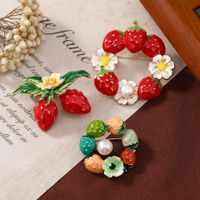 Cute Strawberry Alloy Enamel Inlay Pearl Women's Brooches main image 1