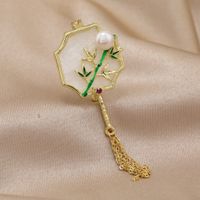 Retro Sector Flower Alloy Inlay Rhinestones Pearl Women's Brooches main image 5