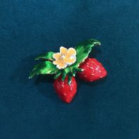 Cute Strawberry Alloy Enamel Inlay Pearl Women's Brooches sku image 1