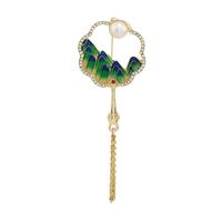 Retro Sector Flower Alloy Inlay Rhinestones Pearl Women's Brooches main image 4