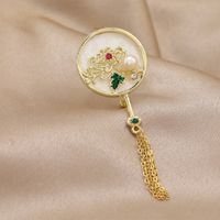 Retro Sector Flower Alloy Inlay Rhinestones Pearl Women's Brooches main image 3