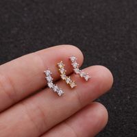 Simple Style Triangle Round Water Droplets Stainless Steel Copper Inlaid Zircon Ear Studs 1 Piece main image 2