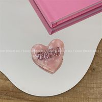 Fashion Love Heart Shape Acetic Acid Sheets Inlay Artificial Pearls Rhinestones Hair Claws 1 Piece sku image 1