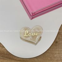 Fashion Love Heart Shape Acetic Acid Sheets Inlay Artificial Pearls Rhinestones Hair Claws 1 Piece main image 2