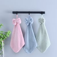 Fashion Solid Color Bow Knot Coral Fleece Hand Towel main image 5
