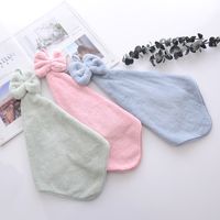 Fashion Solid Color Bow Knot Coral Fleece Hand Towel main image 4