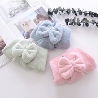 Fashion Solid Color Bow Knot Coral Fleece Hand Towel main image 3