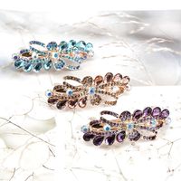 Fashion Water Droplets Bow Knot Alloy Resin Pleated Rhinestones Hair Claws main image 5