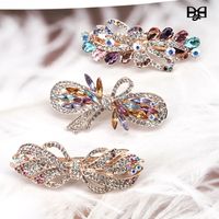 Fashion Water Droplets Bow Knot Alloy Resin Pleated Rhinestones Hair Claws main image 1