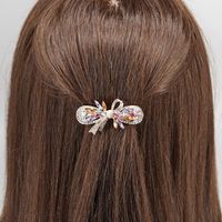 Fashion Water Droplets Bow Knot Alloy Resin Pleated Rhinestones Hair Claws main image 3