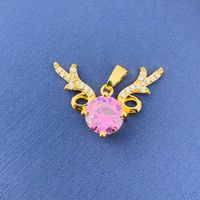 Simple Style Swan Heart Shape Butterfly Copper Irregular Rhinestones Opal Pendant Necklace sku image 79