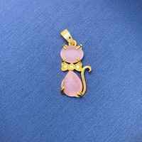 Simple Style Swan Heart Shape Butterfly Copper Irregular Rhinestones Opal Pendant Necklace sku image 18
