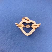 Simple Style Swan Heart Shape Butterfly Copper Irregular Rhinestones Opal Pendant Necklace sku image 4
