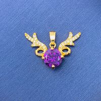 Simple Style Swan Heart Shape Butterfly Copper Irregular Rhinestones Opal Pendant Necklace sku image 86