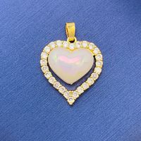 Simple Style Swan Heart Shape Butterfly Copper Irregular Rhinestones Opal Pendant Necklace sku image 128