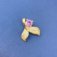 Simple Style Swan Heart Shape Butterfly Copper Irregular Rhinestones Opal Pendant Necklace sku image 105