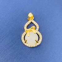 Simple Style Swan Heart Shape Butterfly Copper Irregular Rhinestones Opal Pendant Necklace sku image 106