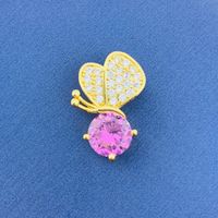 Simple Style Swan Heart Shape Butterfly Copper Irregular Rhinestones Opal Pendant Necklace sku image 80