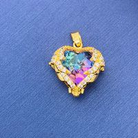 Simple Style Swan Heart Shape Butterfly Copper Irregular Rhinestones Opal Pendant Necklace sku image 13